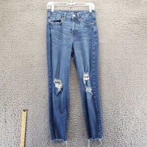 Old Navy Jeans Womens Size 4 Blue High-Rise O.G. Straight Distressed Denim